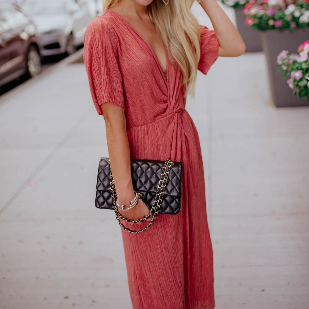 All in Favor, mauve Midi Dress with slits